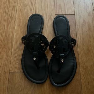 TORY BURCH Women's Miller Sandals Black Leather size 10